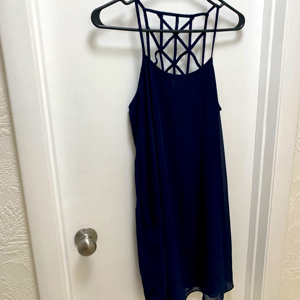 Navy Detailed Back Dress
